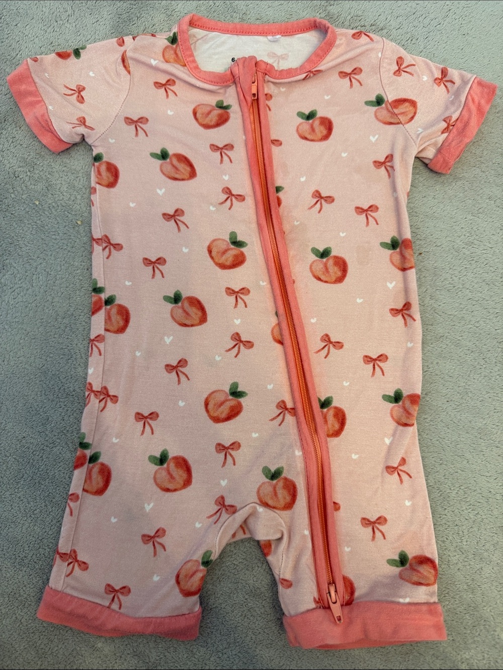 Little Sleepies Pink Peach-Print Short Sleeve One-Piece